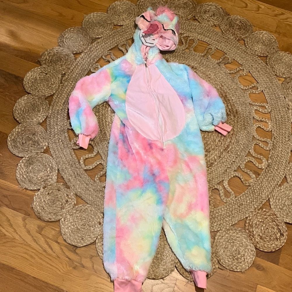 Spirit Halloween Unicorn Onesie Pajamas Pastel Tie Dye Plush Costume Small S